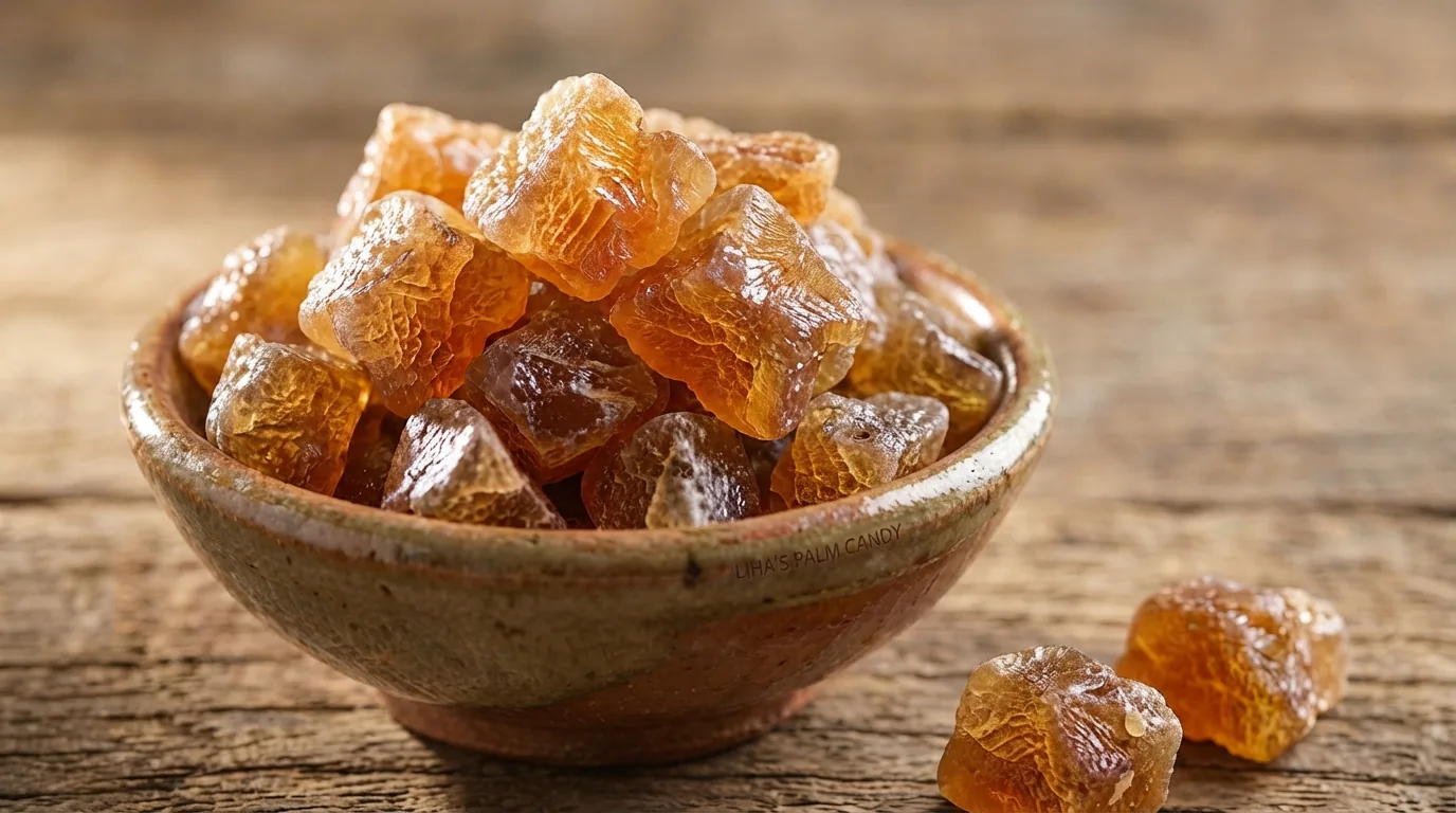 Close up of natural palm candy crystals